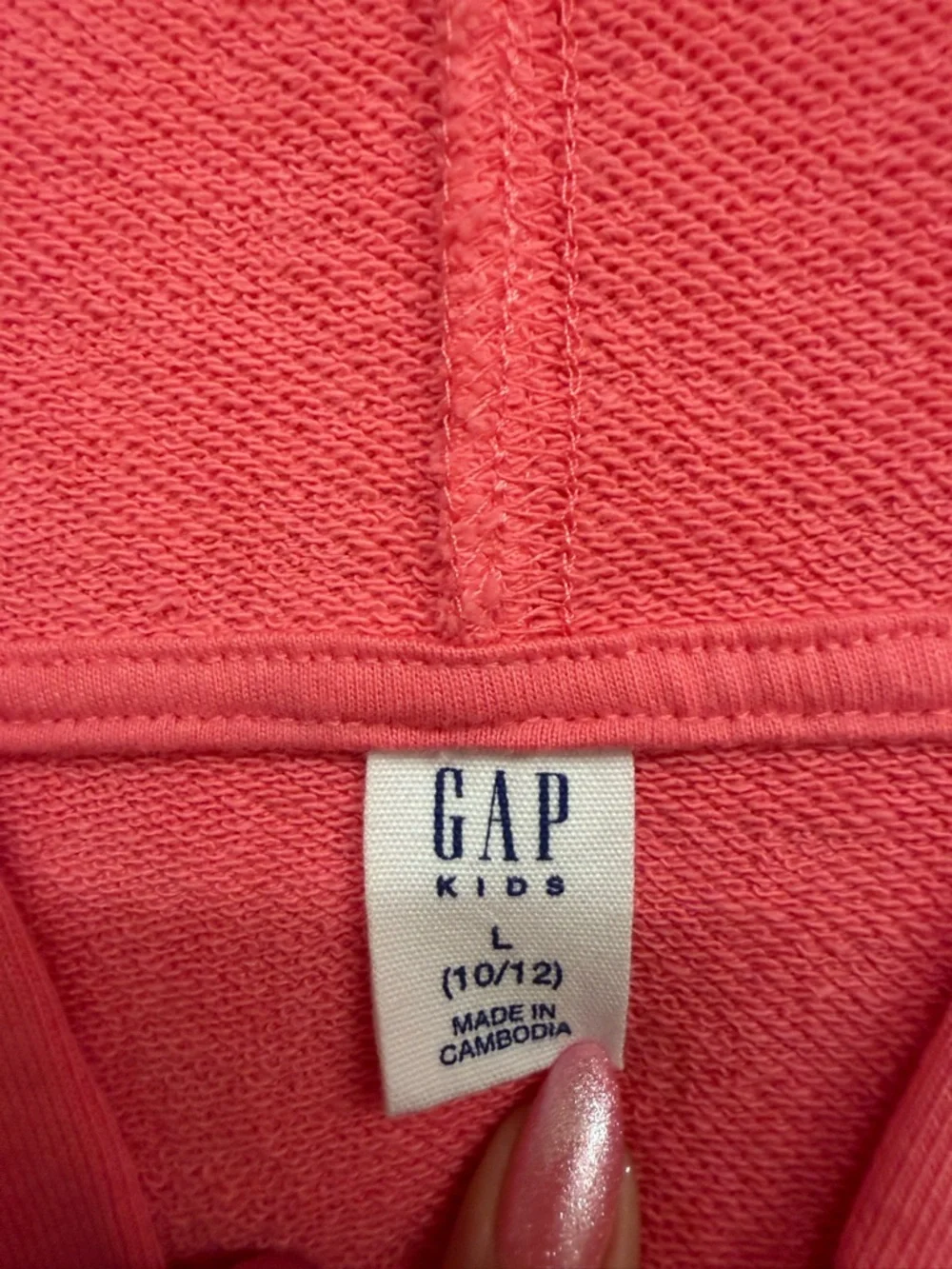GAP Girls Coral Pink Rhinestone Logo Zip Hoodie size youth large